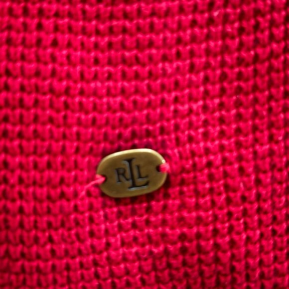 Ralph Lauren - Thermal Knit Cowl Neck Red Sweater - 100% Cotton (Size: M) - Picture 3 of 7